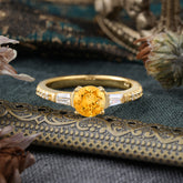 1 Carat Citrine Engagement Ring Side Stone Promise Ring